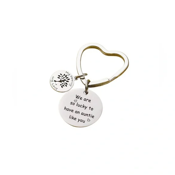 Aunt Appreciation Gift With Phrase Engraved on stainless steel Keychain - Picture 5 of 5